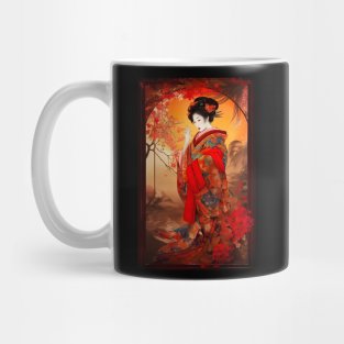 Elegant Geisha in Kimono - Japanese Art T-Shirt Mug